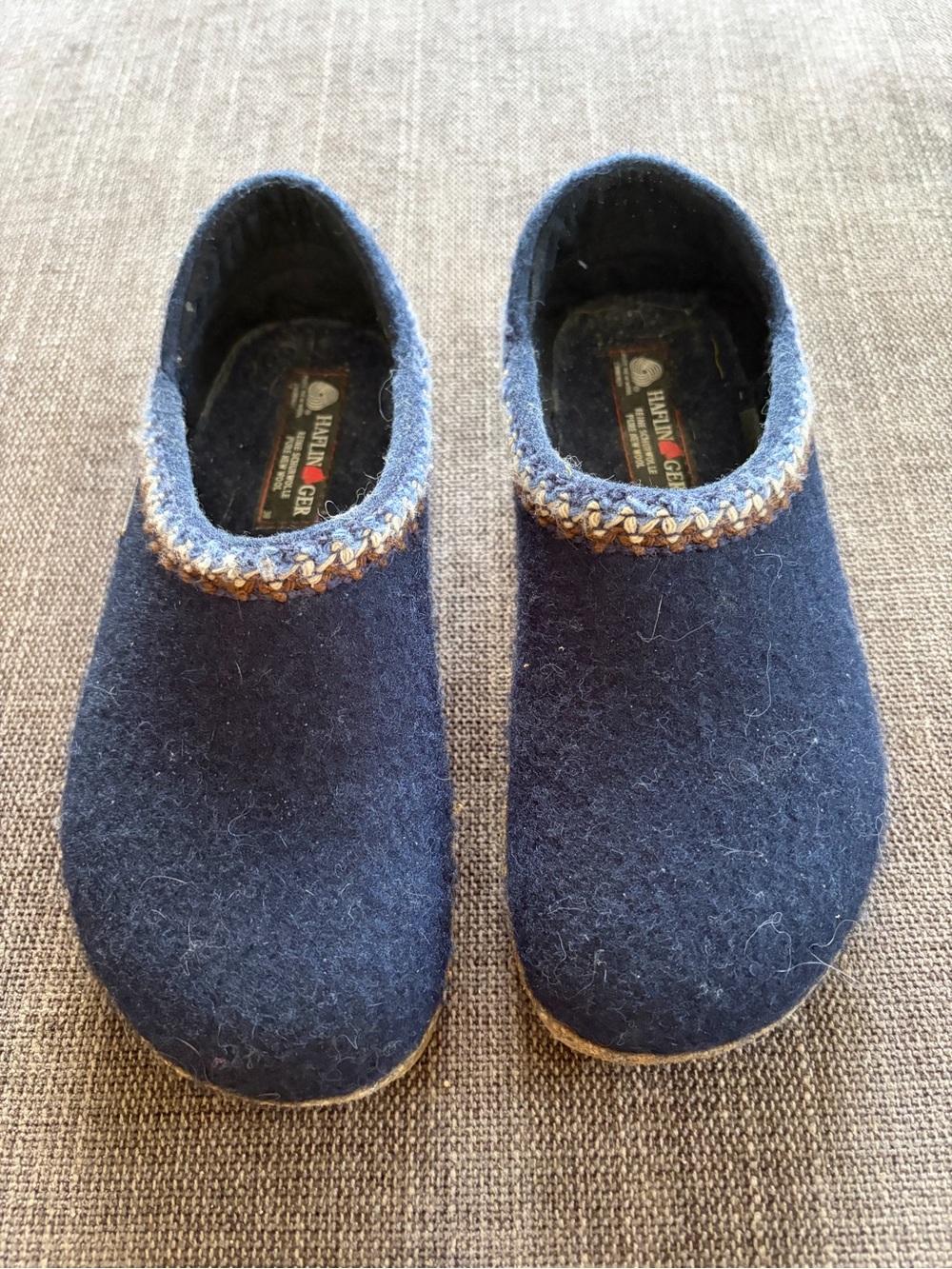 Haflinger Navy Wool Slip-On Shoes